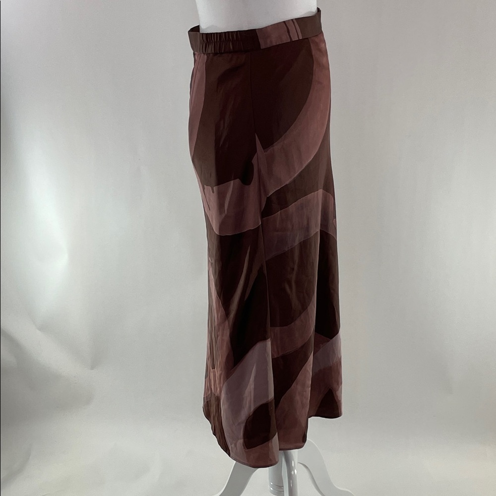 Slate & Willow Abstract Satin Slip Skirt, L - Picture 6 of 12